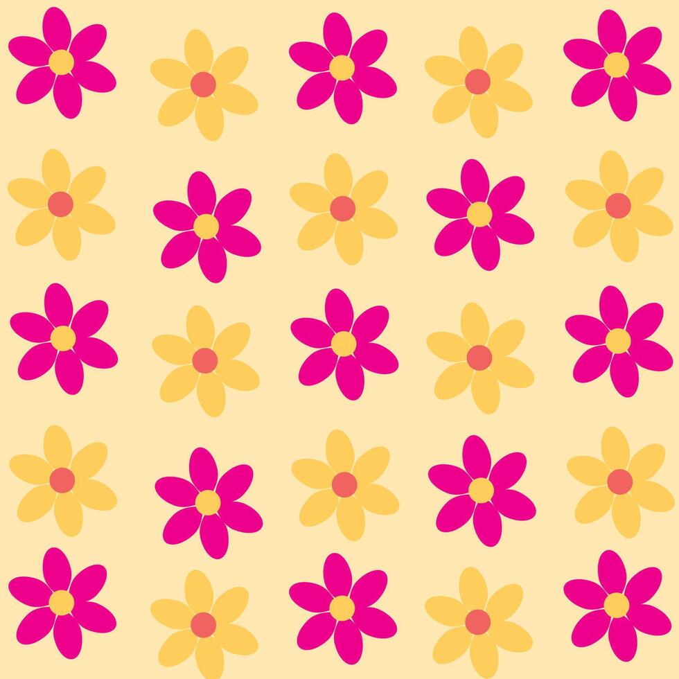 Hintergrund mit bunt Blumen. Rosa und Gelb Frühling Blumen Muster vektor