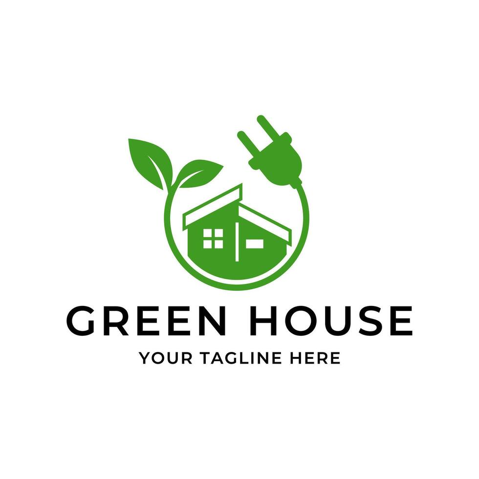 grön hus logotyp mall design vektor illustration isolerat på vit bakgrund.