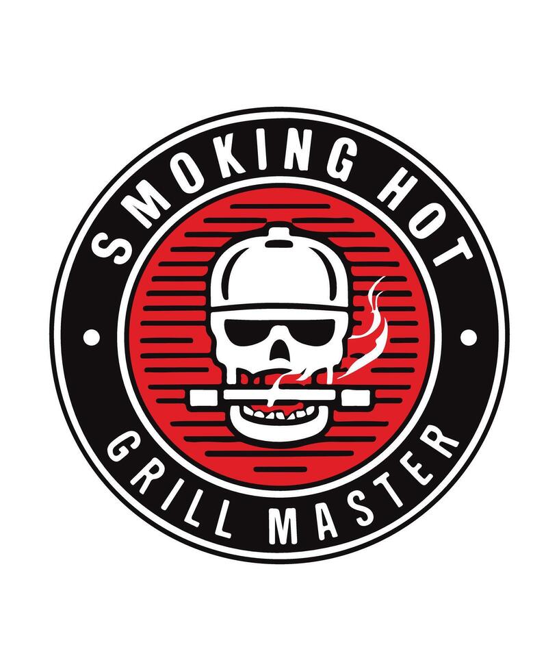 ai genererad rökning varm grill bemästra bbq t-shirt design vektor