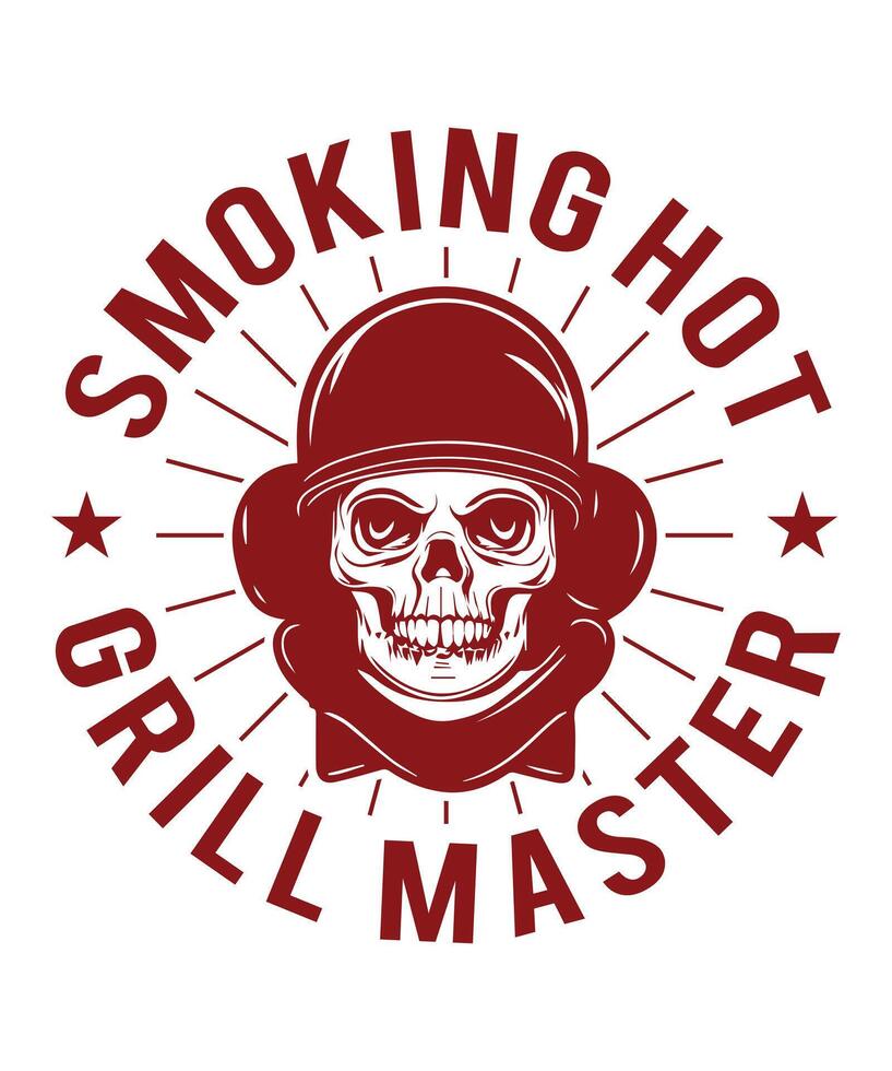 ai generiert Rauchen heiß Grill Meister Grill T-Shirt Design vektor