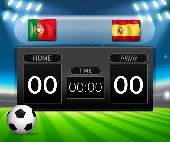 Portugal vs Spanien Anzeigetafel vektor