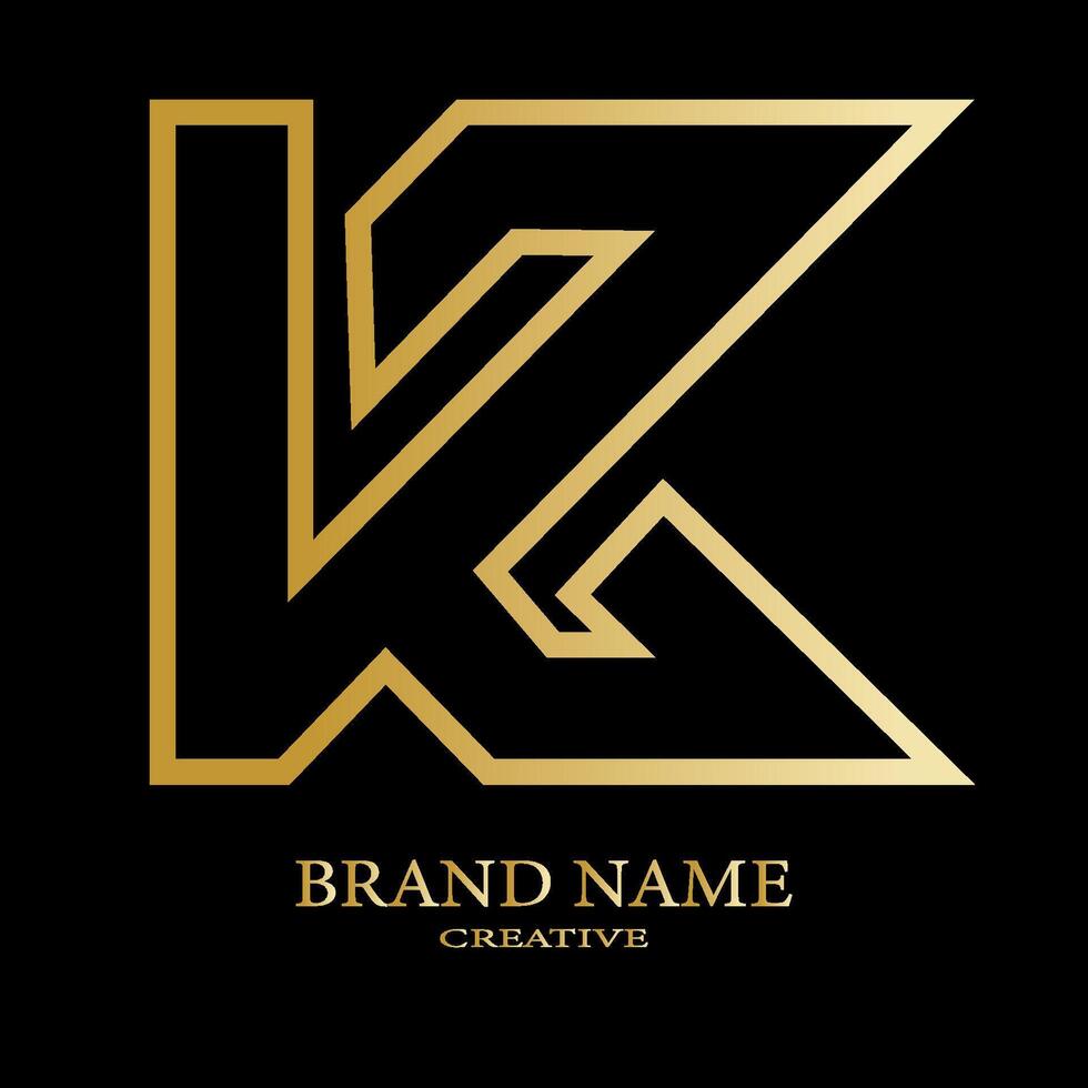 kz brev branding logotyp design med en blad.. vektor