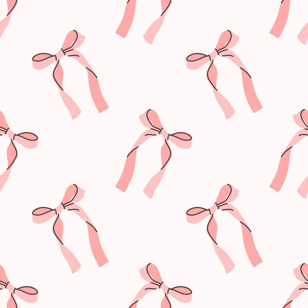 söt kokett mönster sömlös rosa band rosett. söt feminin romantisk bakgrund för textil, tyg, tapet, omslag. vektor