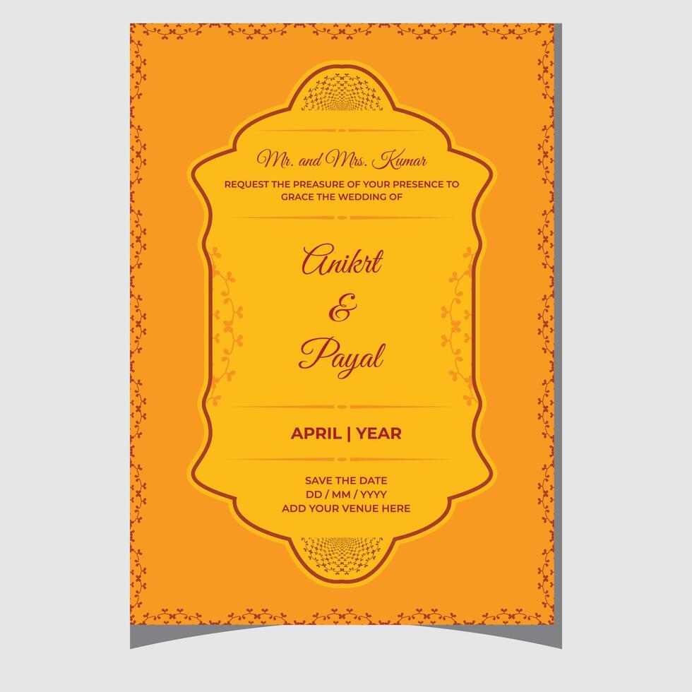 klassisch indisch Hochzeit Karte Vorlage Design vektor