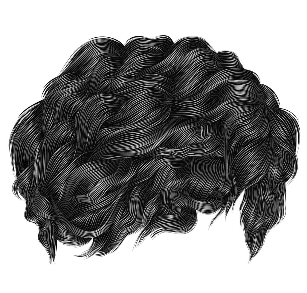 trendig lockigt hårstrån grå färger . medium längd . skönhet stil vektor