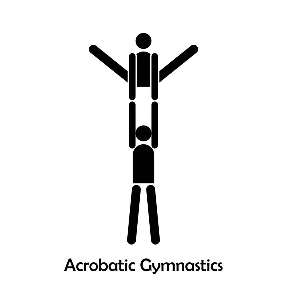 akrobatisk gymnastik platt svart ikon vektor isolerat på vit bakgrund. olympic sporter.