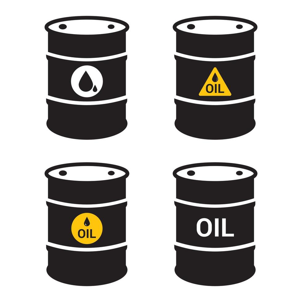 olja tunna vektor ikon uppsättning petroleum trumma vektor symbol med släppa tecken på den i svart Färg isolerat på vit bakgrund