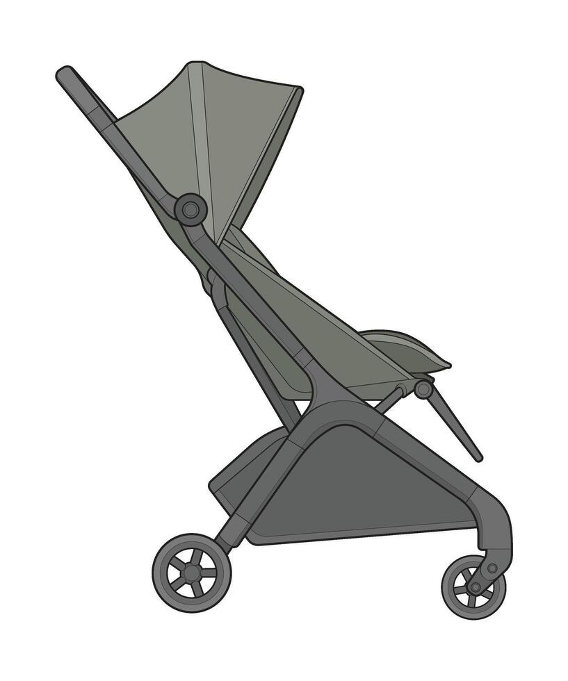 Vektor von Baby Kinderwagen isoliert auf Weiß Hintergrund. Vektor Illustration von ein skizzieren Stil.