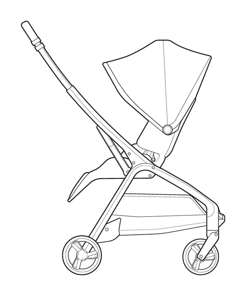 vektor av bebis sittvagn isolerat på vit bakgrund. vektor illustration av en skiss stil.