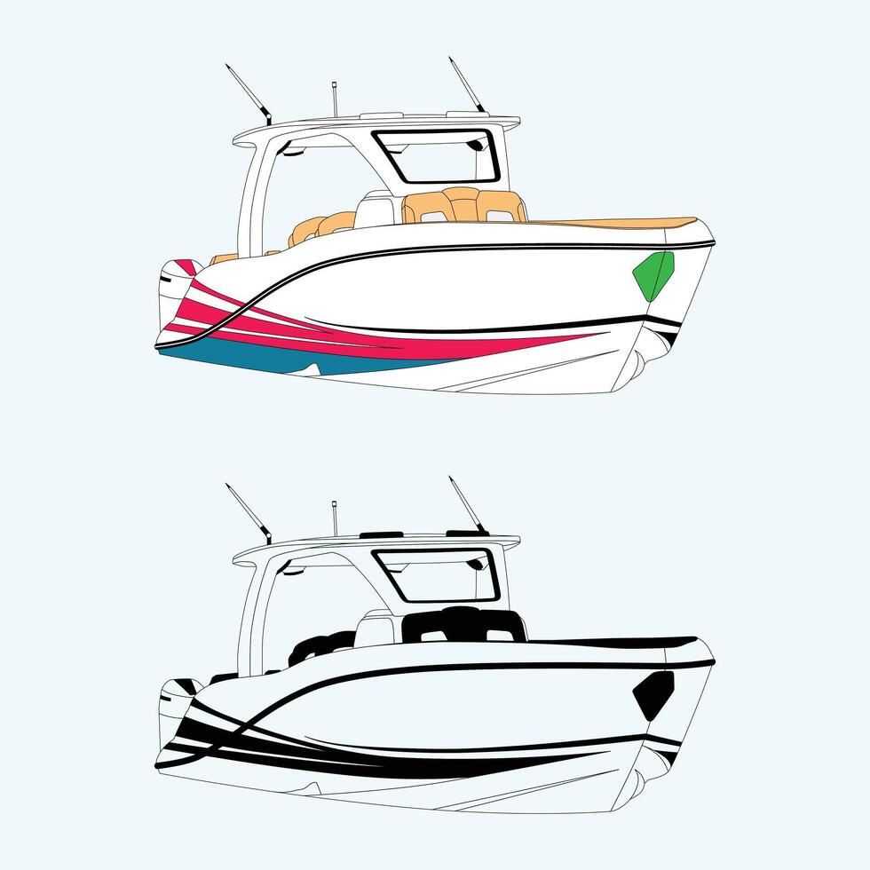 båt vektor i två stilar ett Färg och en lyx stil illustration.