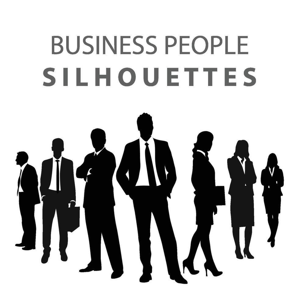 detailliert Geschäft Menschen, Geschäft Menschen Silhouetten Vektor Illustration