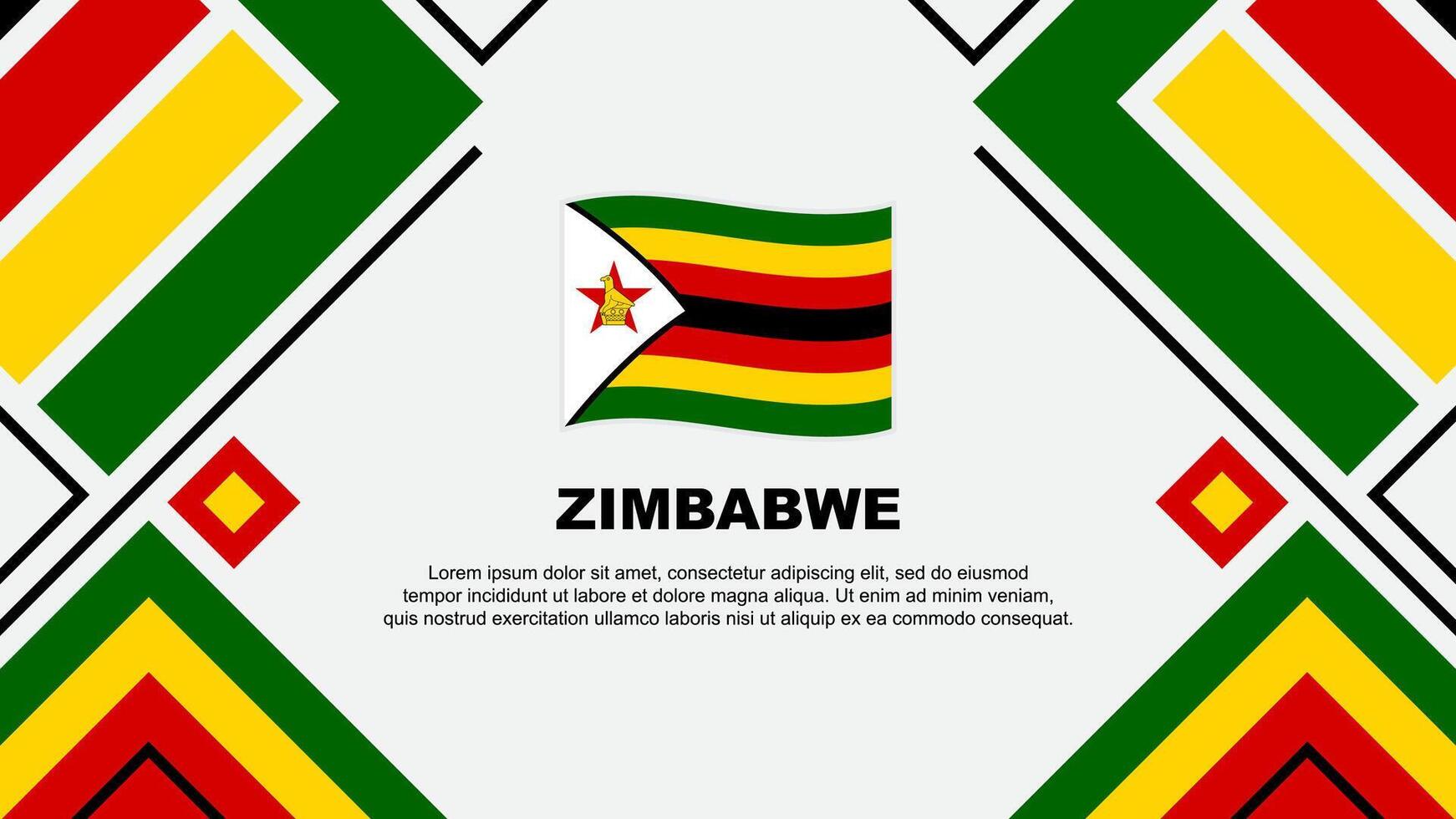 Zimbabwe Flagge abstrakt Hintergrund Design Vorlage. Zimbabwe Unabhängigkeit Tag Banner Hintergrund Vektor Illustration. Zimbabwe Flagge