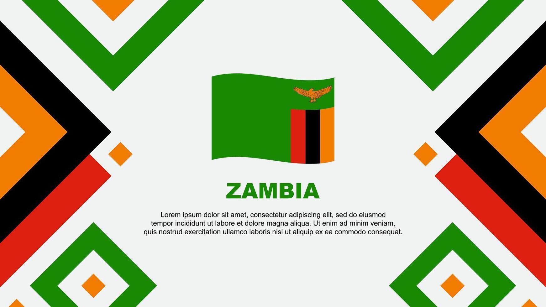 Sambia Flagge abstrakt Hintergrund Design Vorlage. Sambia Unabhängigkeit Tag Banner Hintergrund Vektor Illustration. Sambia Unabhängigkeit Tag