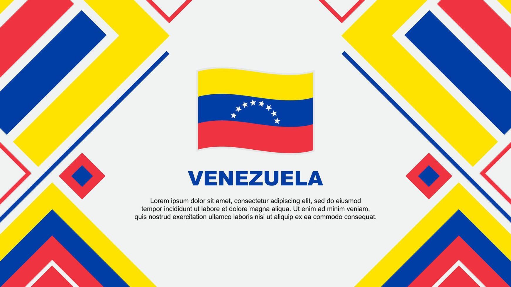 Venezuela Flagge abstrakt Hintergrund Design Vorlage. Venezuela Unabhängigkeit Tag Banner Hintergrund Vektor Illustration. Venezuela Flagge