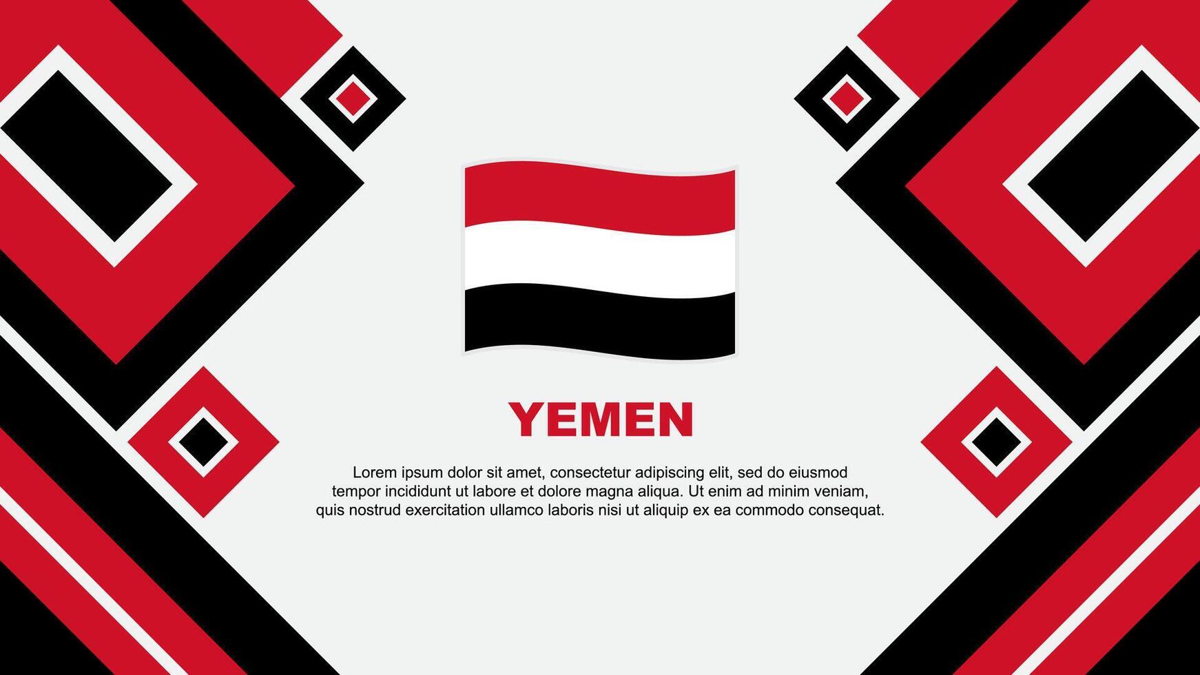 Jemen Flagge abstrakt Hintergrund Design Vorlage. Jemen Unabhängigkeit Tag Banner Hintergrund Vektor Illustration. Jemen Karikatur