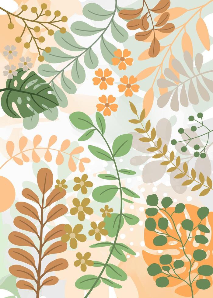 färgrik affisch bakgrund vektor illustration.exotiska växter, grenar, konst skriva ut .