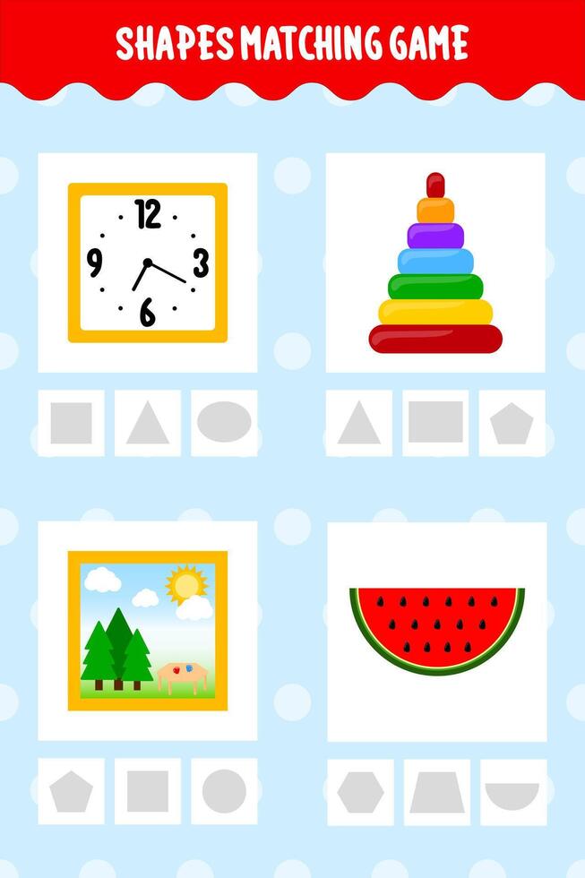 tryckbar form matchande spel roligt och pedagogisk interaktiv inlärning aktivitet för barn vektor