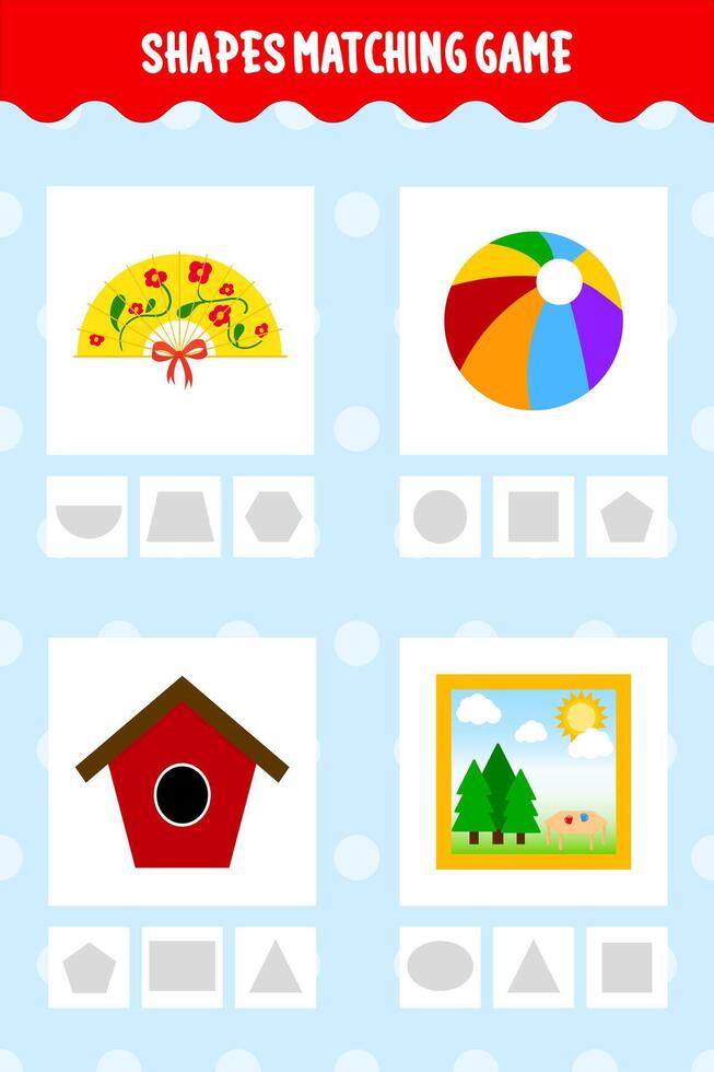 tryckbar form matchande spel roligt och pedagogisk interaktiv inlärning aktivitet för barn vektor