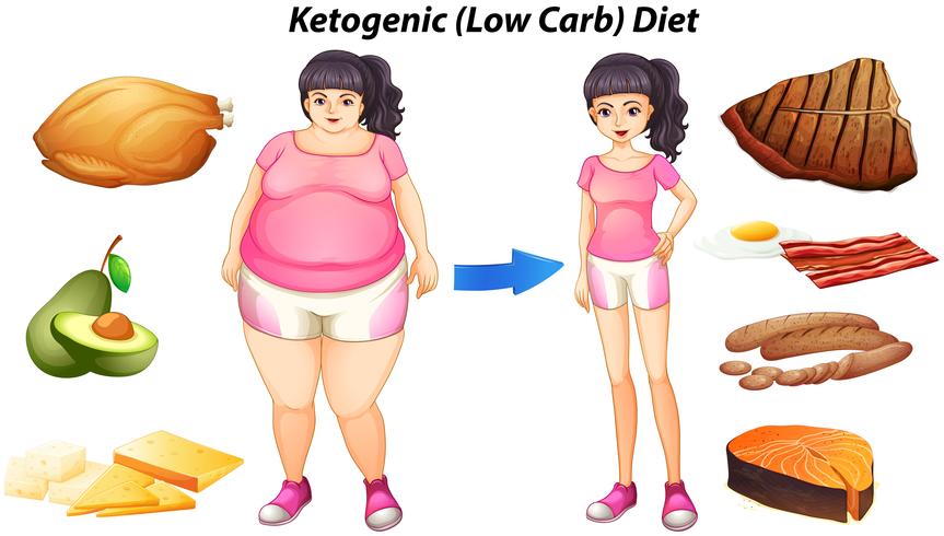 Diagram för ketogen diet med människor och mat vektor