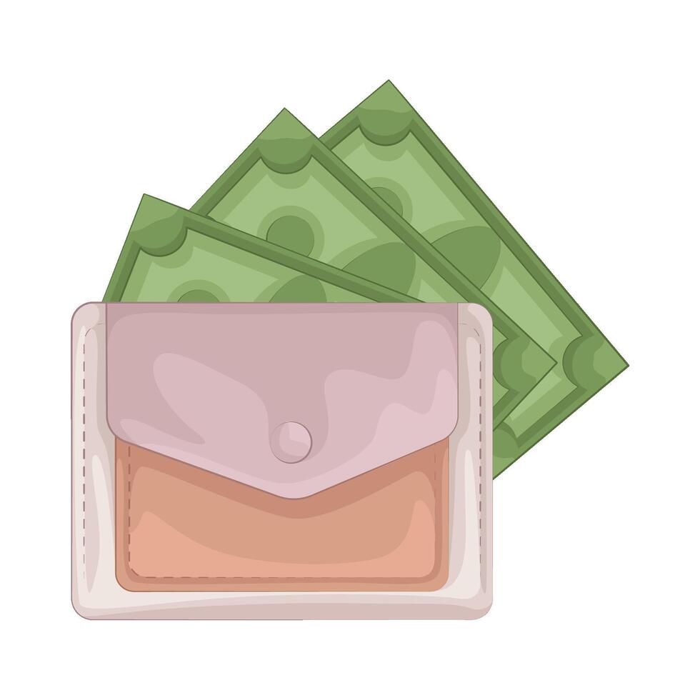 Illustration von Frauen Brieftasche mit Geld vektor