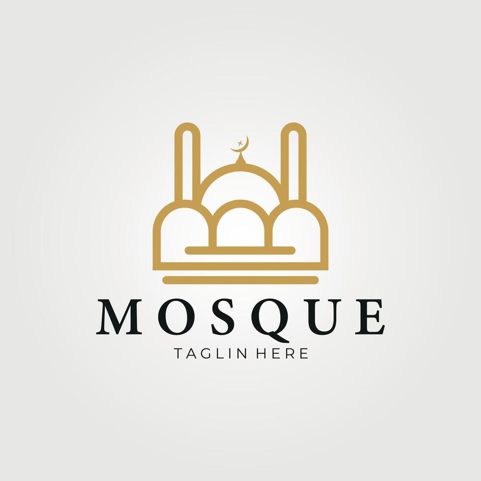 Moschee Luxus Linie Kunst Logo Symbol Vektor Jahrgang Illustration Design, minimalistisch Design