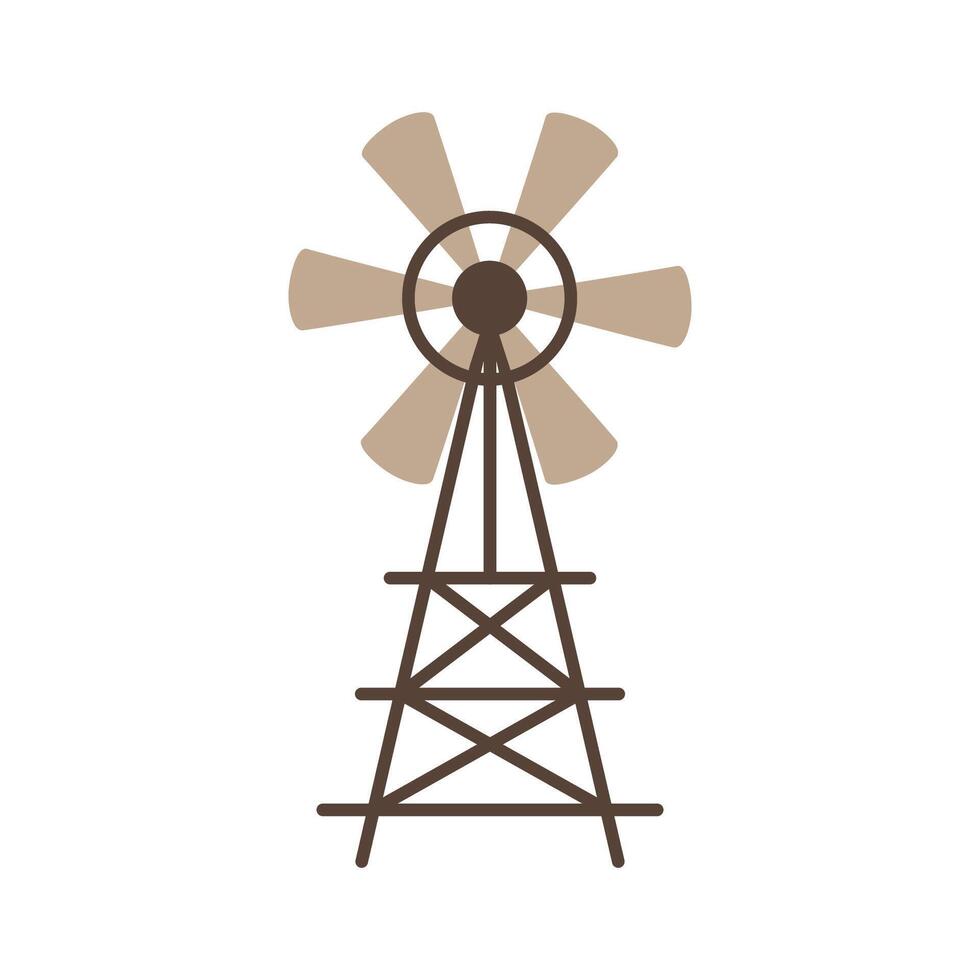 Windmühle. ein einfach eben Objekt zum ein Bauernhof oder Ranch. ländlich Leben Artikel. vektor