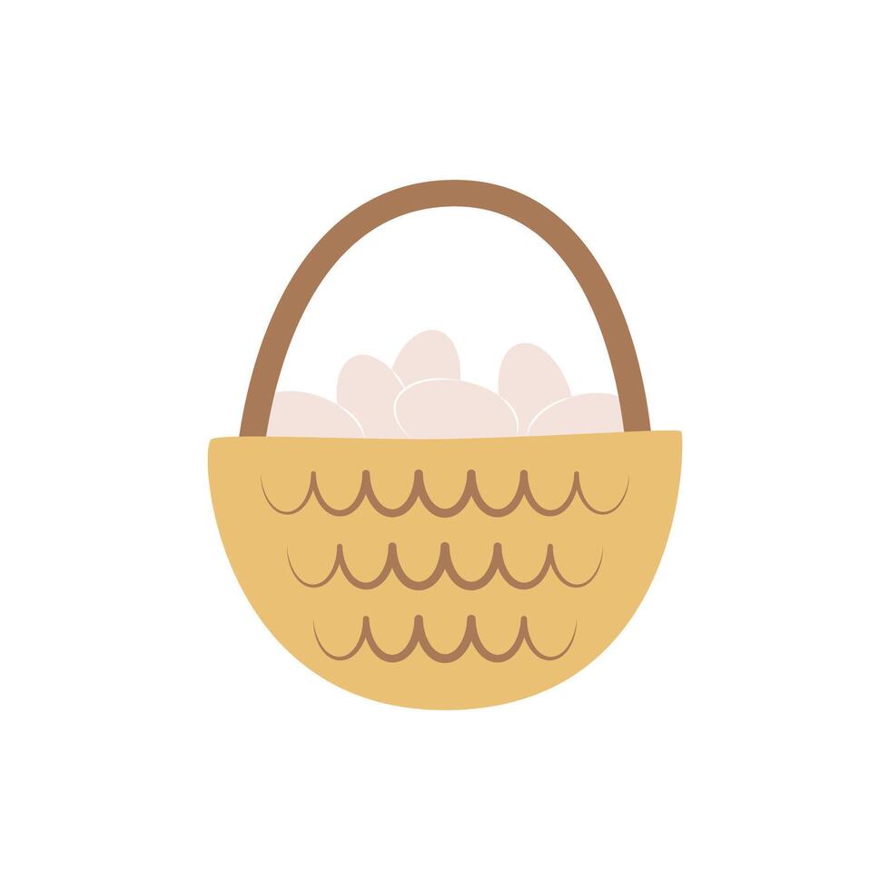 süß Korb mit Hähnchen Eier. ländlich Leben Artikel. Karikatur Farmer Symbol. vektor