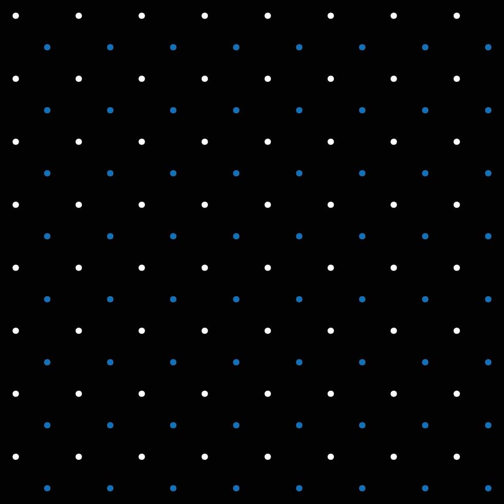 klein Blau und Weiß nahtlos Polka Punkt Muster Vektor, schwarz Hintergrund. vektor