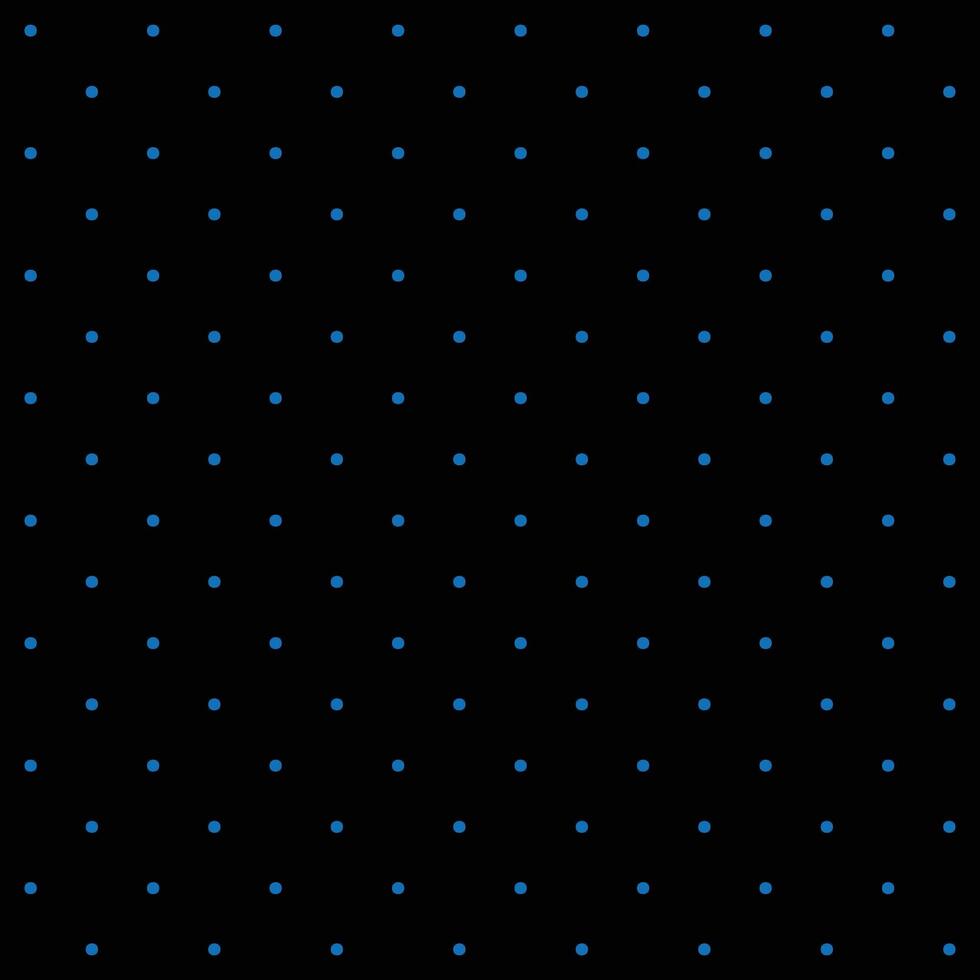 klein Blau nahtlos Polka Punkt Muster Vektor, schwarz Hintergrund. vektor