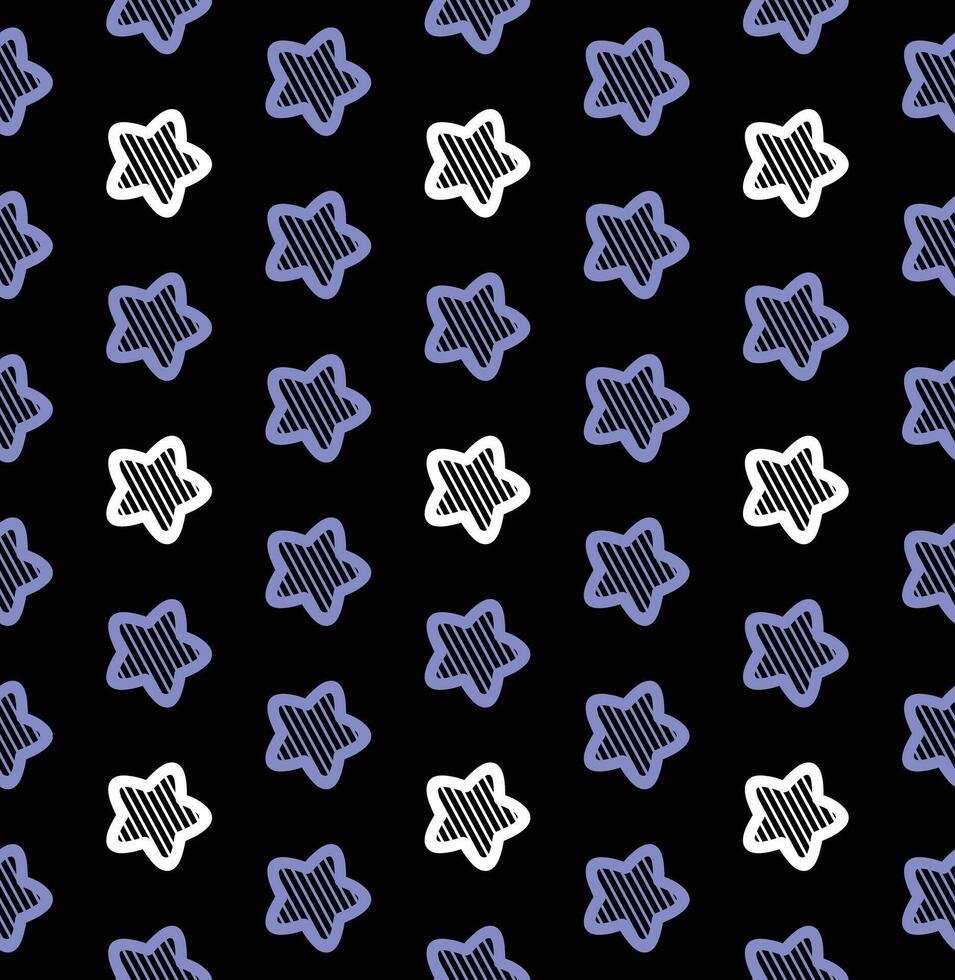 lila und Weiß Sterne nahtlos Muster auf schwarz Hintergrund vektor