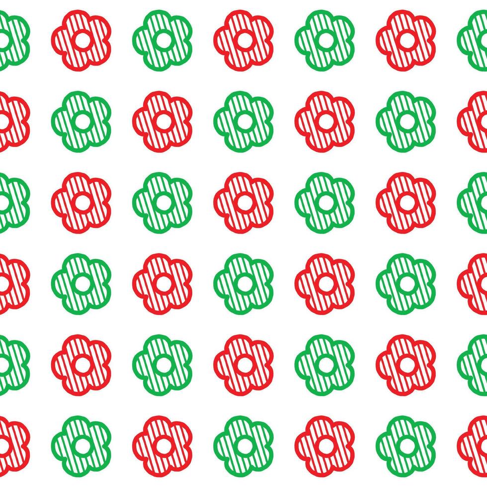 Gänseblümchen Blume nahtlos Muster. rot und Grün Blume auf Weiß Hintergrund. eben Illustration Bilder vektor