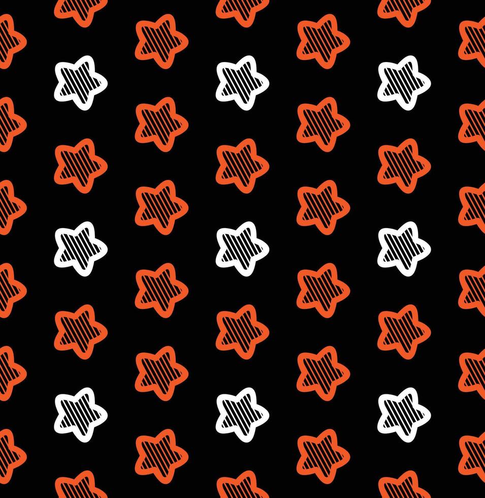 nahtlos Muster Sterne schwarz auf Orange Hintergrund vektor
