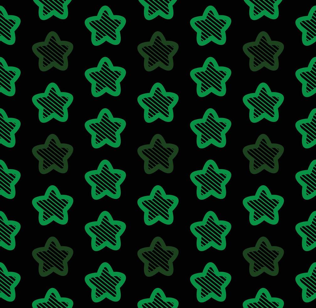 Grün Sterne nahtlos Muster auf schwarz Hintergrund vektor