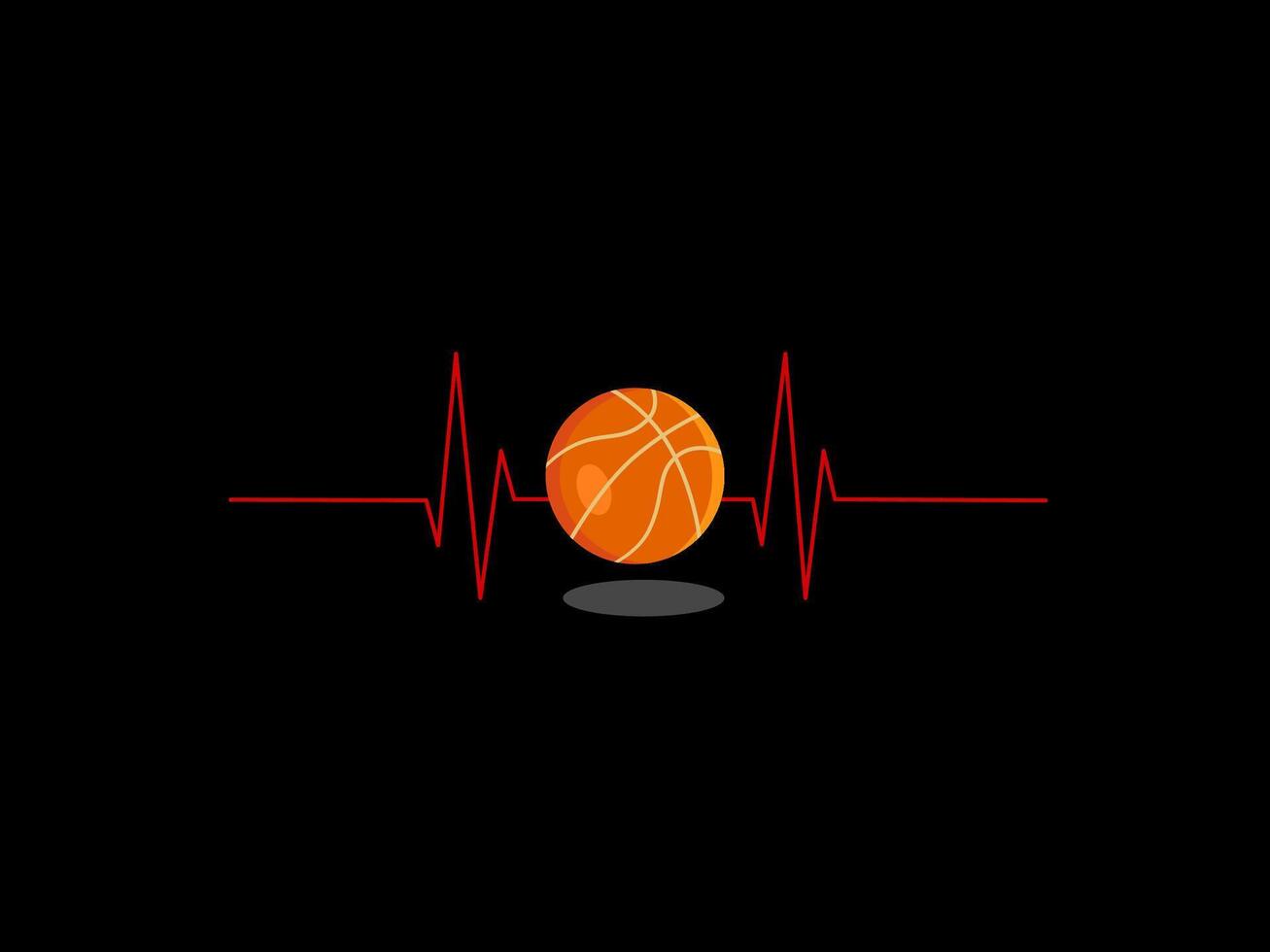 Basketball mit Herzschlag im dunkel Hintergrund. einfach Basketball Logo zum Bildschirm T-Shirt, Startseite oder Mode. gesund Sport oder Mannschaft Aktivität. vektor