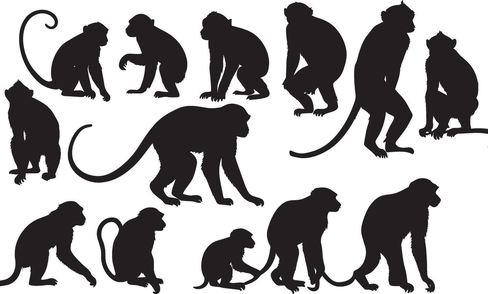 einstellen von ein Affe Silhouette Vektor Illustration