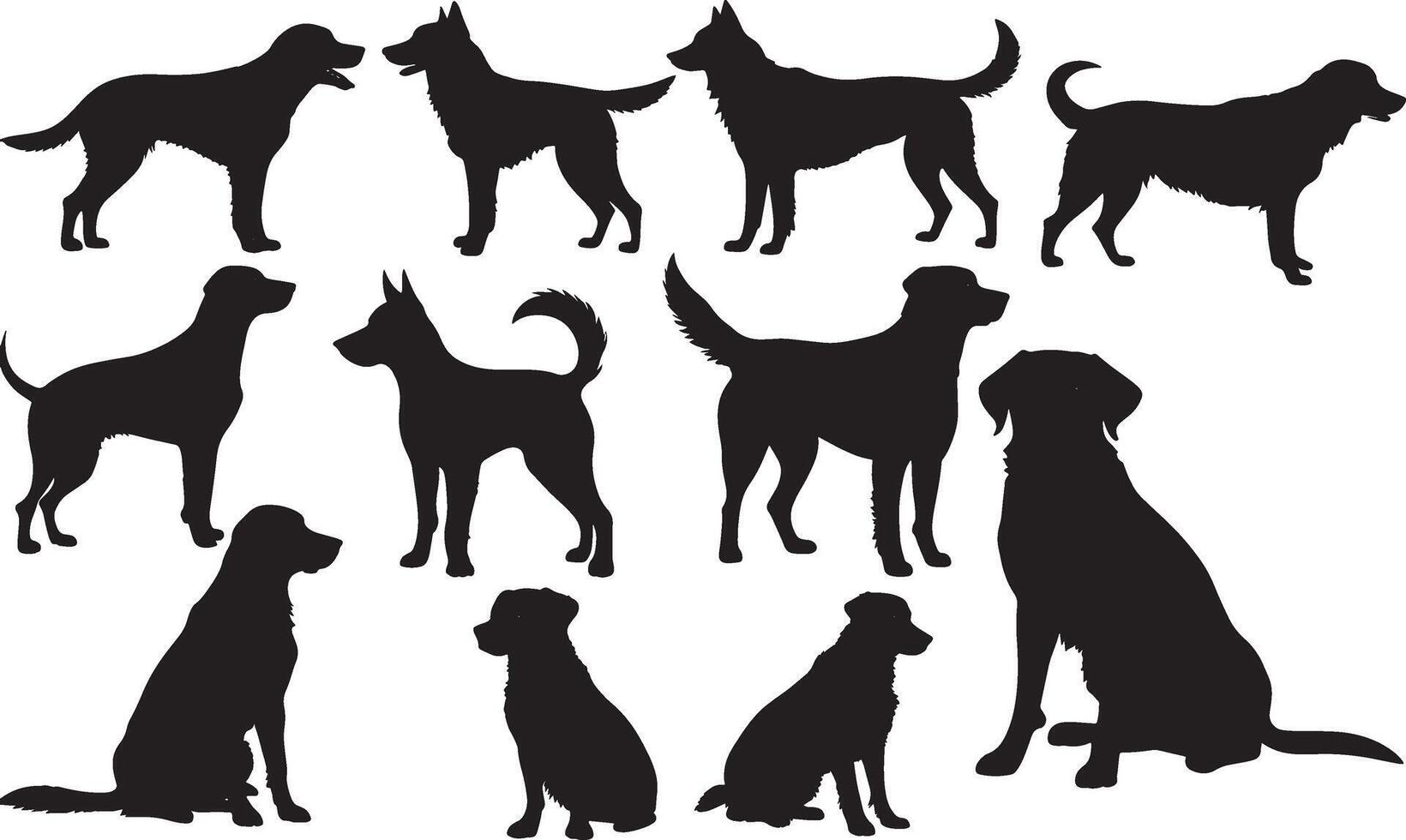 einstellen von ein Hund Silhouette Vektor Illustration