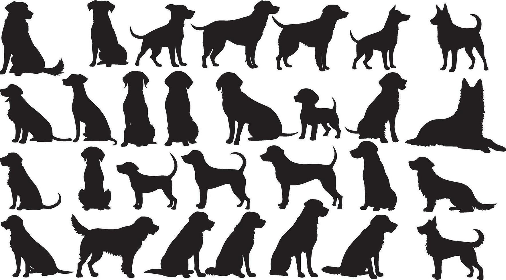 einstellen von ein Hund Silhouette Vektor Illustration