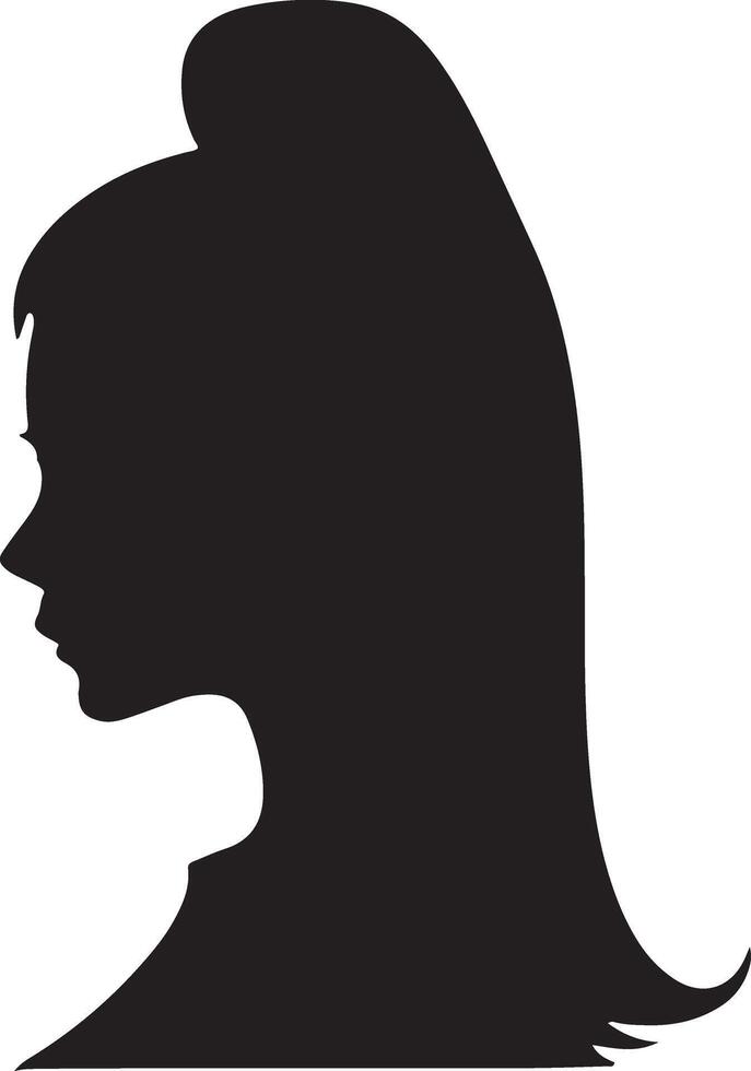 schwarz Vektor schön Frau Profil Silhouette - - Mode oder Schönheit Illustration