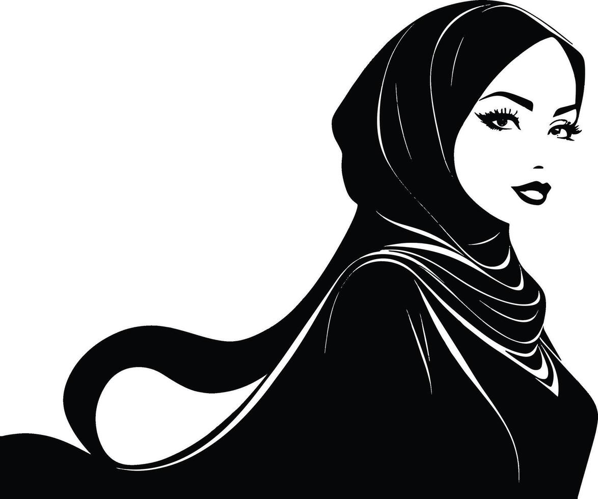 schöne muslimische frau im hijab mode silhouette vektor