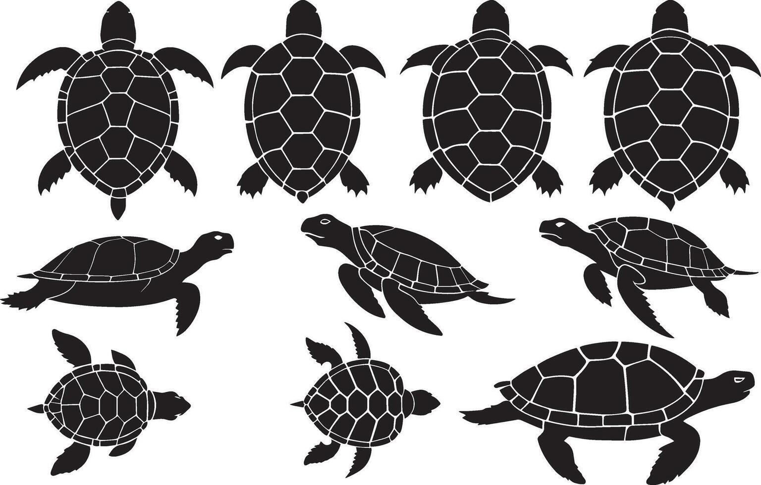 uppsättning av en sköldpadda silhuett vektor