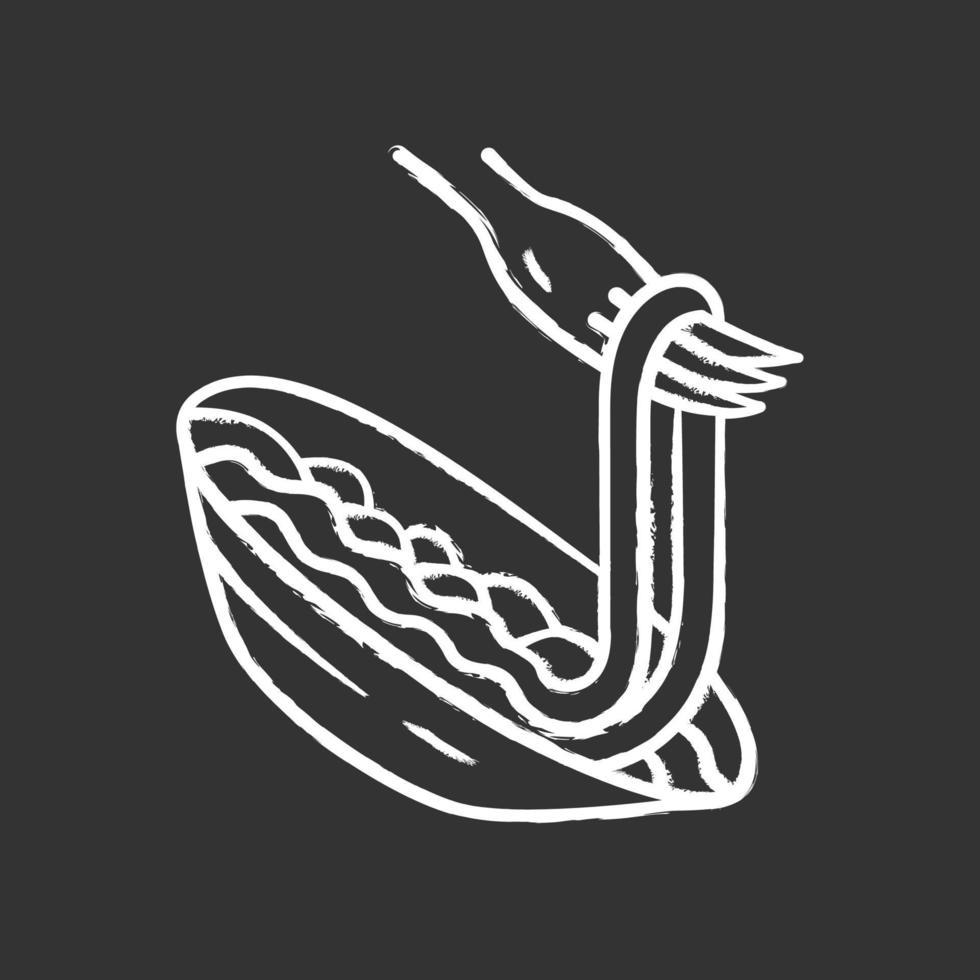 Pasta auf Gabel Kreide-Symbol. Spaghetti, Makkaroni, Nudeln. Bio-Mahlzeit. traditionelles italienisches Essen. natürliches Essen. Restaurant, Café-Menü. isolierte vektortafelillustration vektor