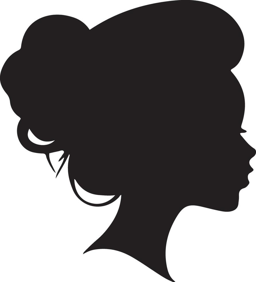 schwarz Vektor schön Frau Profil Silhouette - - Mode oder Schönheit Illustration