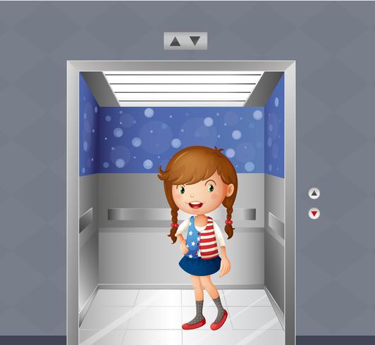 Ein kleines Mädchen im Fahrstuhl vektor