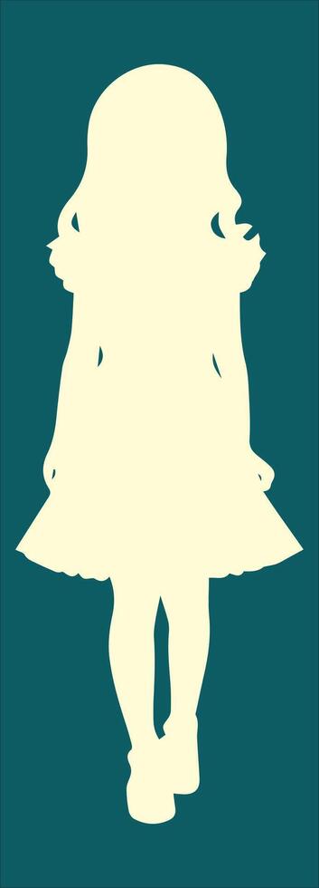 de silhuett av en liten flicka i en klänning vektor illustration