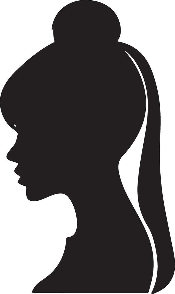 schwarz Vektor schön Frau Profil Silhouette - - Mode oder Schönheit Illustration