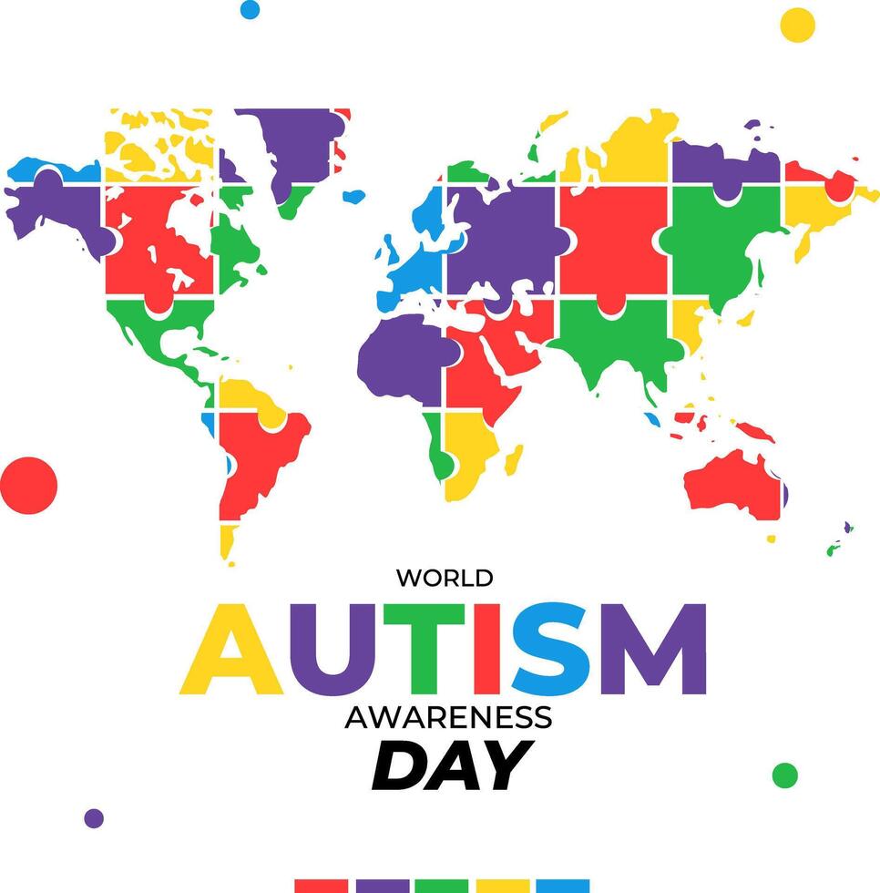 Welt Autismus Bewusstsein Tag Puzzle Karten Poster Hintergrund Konzept Illustration Design vektor
