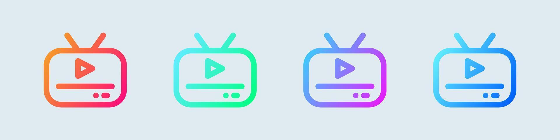 TV linje ikon i lutning färger. tv tecken vektor illustration.