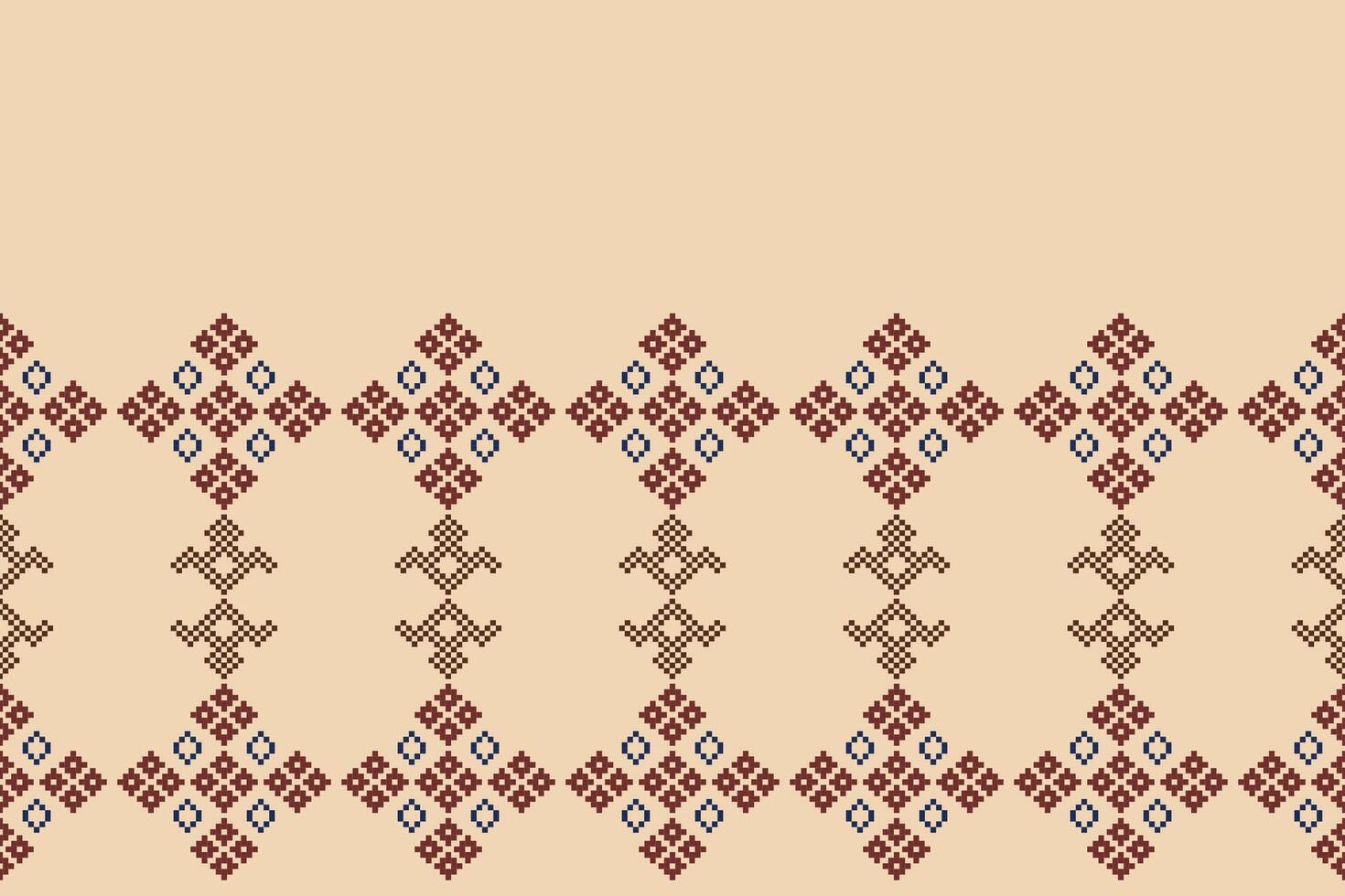 traditionell ethnisch Motive Ikat geometrisch Stoff Muster Kreuz Stich.ikat Stickerei ethnisch orientalisch Pixel braun Sahne Hintergrund. abstrakt, vektor, illustration. Textur, Schal, Dekoration, Tapete. vektor