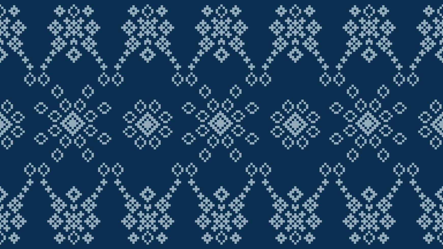 traditionell ethnisch Motive Ikat geometrisch Stoff Muster Kreuz Stich.ikat Stickerei ethnisch orientalisch Pixel Marine Blau Hintergrund. abstrakt, vektor, illustration. Textur, Schal, Dekoration, Tapete. vektor