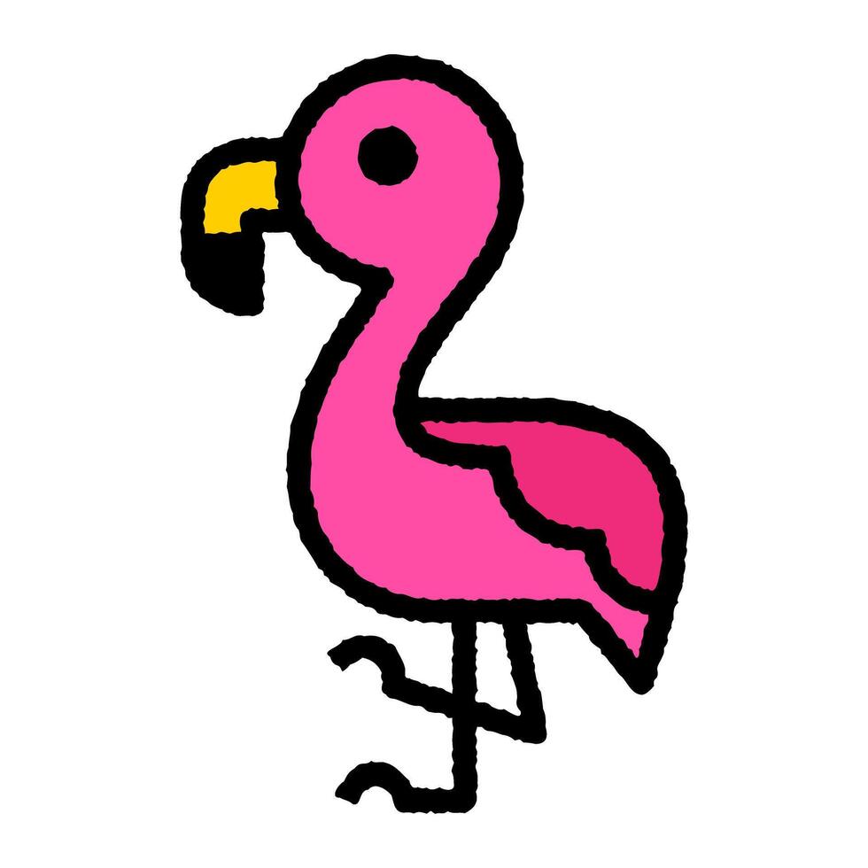 Flamingo Karikatur aufrauen gefüllt Gliederung Symbol vektor